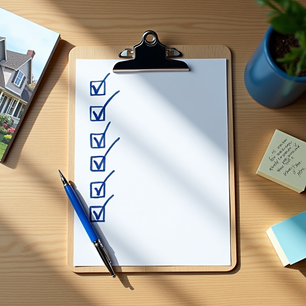 Listă de verificare imobiliară pe clipboard cu notițe